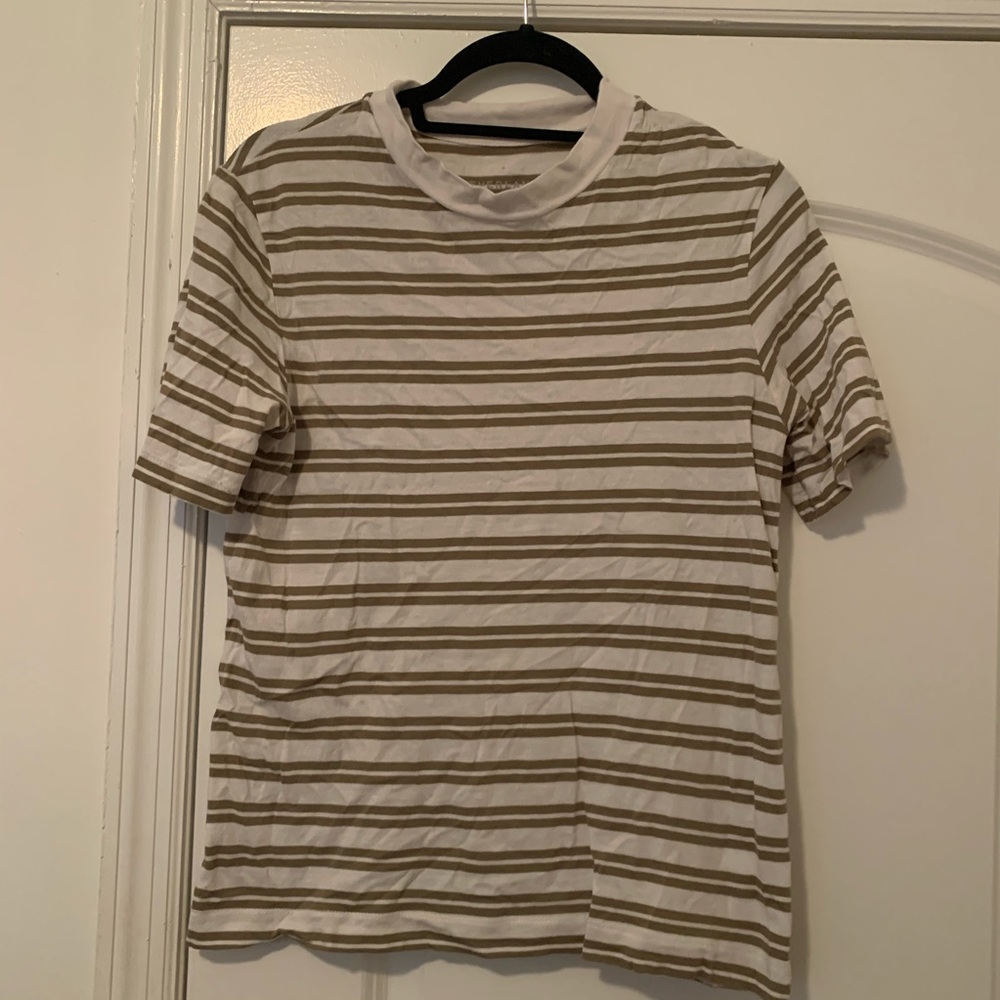 Green and White Striped Everlane T-Shirt